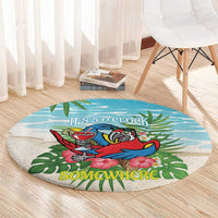 Guyana Christmas Round Carpet Chilling Macaw It's 5 o'clock Somewhere - Wonder Print Shop