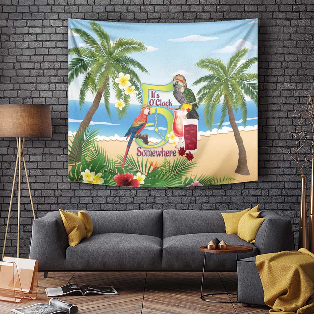 Guyana Christmas Tapestry Macaw Red-fan Parrot Tropical Vibes - Wonder Print Shop