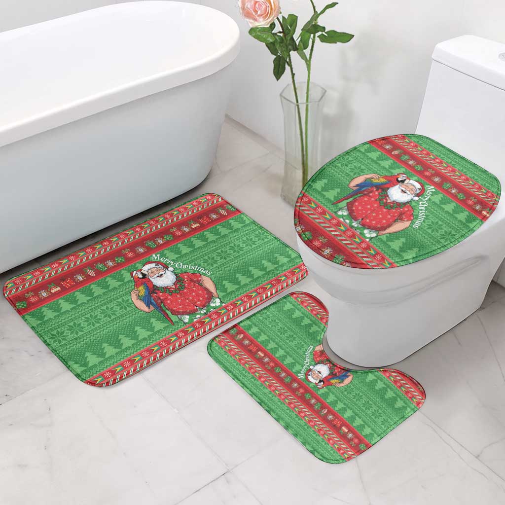Guyana Christmas Bathroom Set Santa With Macaw Parrot Merry Xmas - Wonder Print Shop