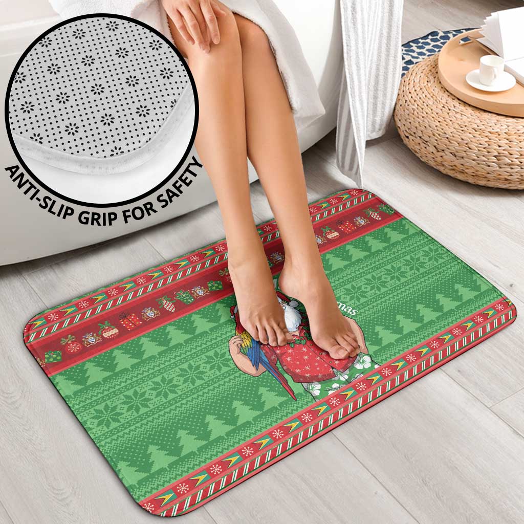 Guyana Christmas Bathroom Set Santa With Macaw Parrot Merry Xmas - Wonder Print Shop