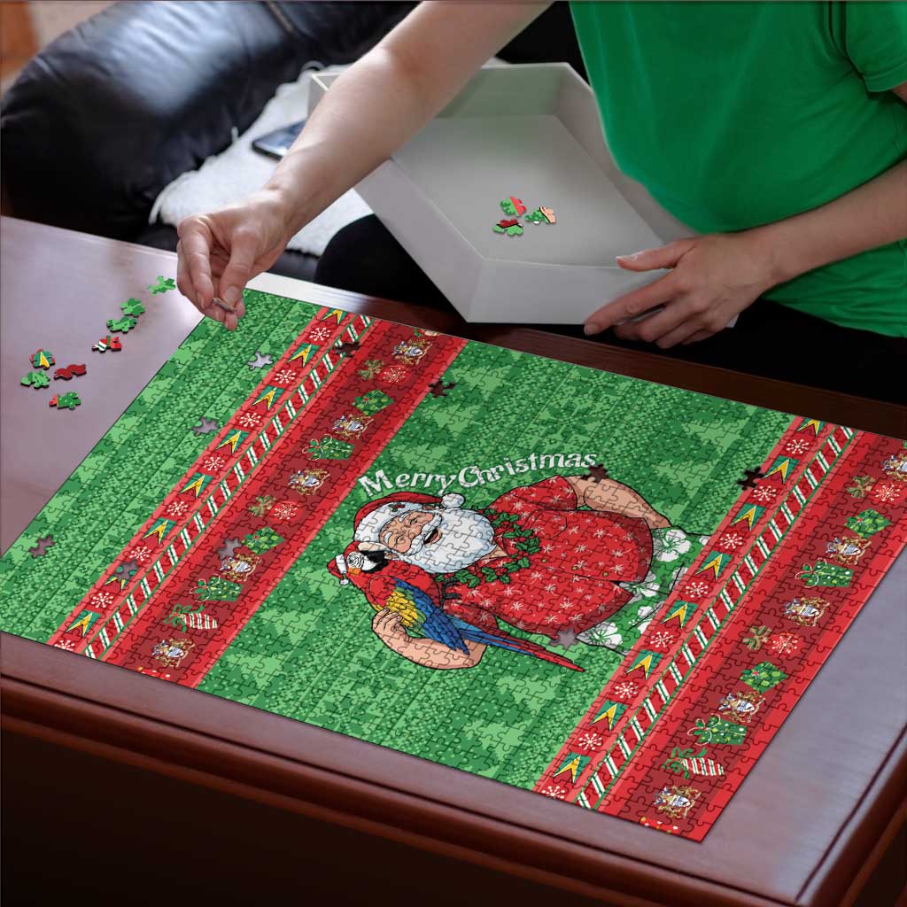 Guyana Christmas Puzzle Santa With Macaw Parrot Merry Xmas - Wonder Print Shop