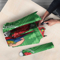 Guyana Christmas Umbrella Santa With Macaw Parrot Merry Xmas - Wonder Print Shop