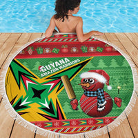 Guyana Cricket Christmas Beach Blanket Amazon Warriors Merry Xmas - Wonder Print Shop