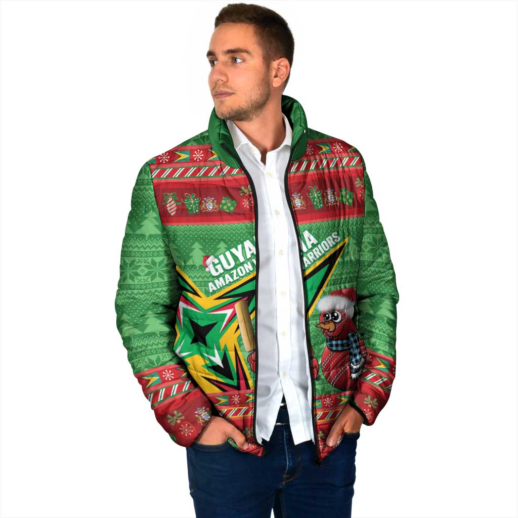 Personalized Guyana Cricket Christmas Padded Jacket Amazon Warriors Merry Xmas - Wonder Print Shop