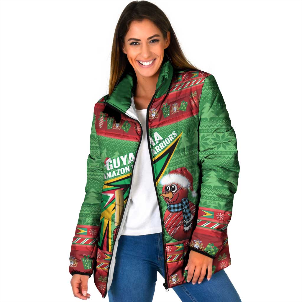Personalized Guyana Cricket Christmas Padded Jacket Amazon Warriors Merry Xmas - Wonder Print Shop
