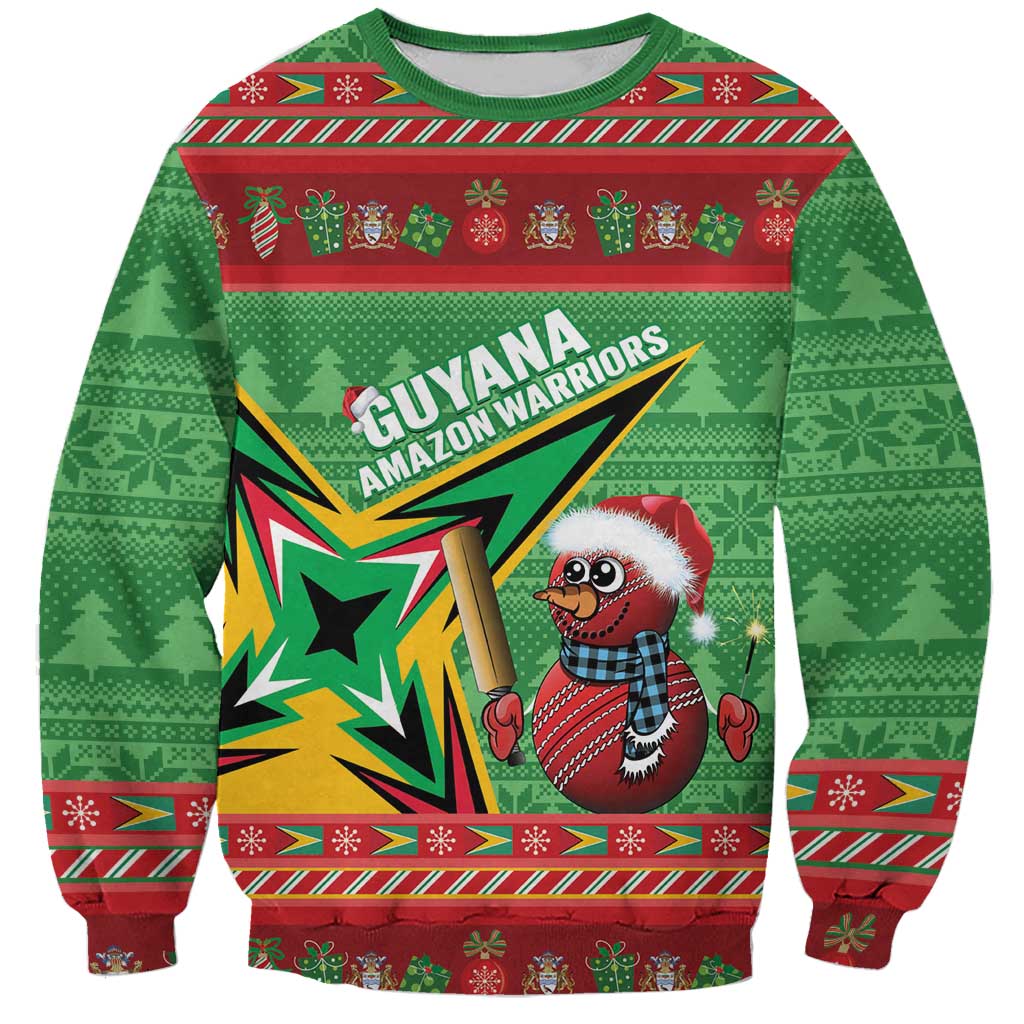 Personalized Guyana Cricket Christmas Sweatshirt Amazon Warriors Merry Xmas - Wonder Print Shop