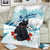 Iceland Yule Cat Christmas Blanket Jolakotturinn With Poinsettia - Winter Vibes