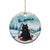 Iceland Yule Cat Christmas Ceramic Ornament Jolakotturinn With Poinsettia - Winter Vibes - Wonder Print Shop