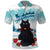 Iceland Yule Cat Christmas Polo Shirt Jolakotturinn With Poinsettia - Winter Vibes - Wonder Print Shop