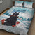 Iceland Yule Cat Christmas Quilt Bed Set Jolakotturinn With Poinsettia - Winter Vibes