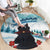 Iceland Yule Cat Christmas Round Carpet Jolakotturinn With Poinsettia - Winter Vibes