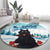 Iceland Yule Cat Christmas Round Carpet Jolakotturinn With Poinsettia - Winter Vibes