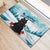 Iceland Yule Cat Christmas Rubber Doormat Jolakotturinn With Poinsettia - Winter Vibes