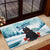 Iceland Yule Cat Christmas Rubber Doormat Jolakotturinn With Poinsettia - Winter Vibes