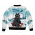 Iceland Yule Cat Christmas Sleeve Zip Bomber Jacket Jolakotturinn With Poinsettia - Winter Vibes