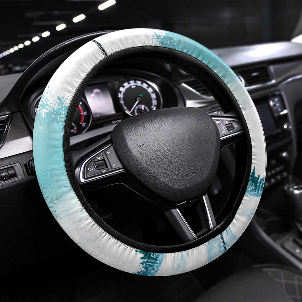 Iceland Yule Cat Christmas Steering Wheel Cover Jolakotturinn With Poinsettia - Winter Vibes