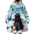 Iceland Yule Cat Christmas Wearable Blanket Hoodie Jolakotturinn With Poinsettia - Winter Vibes