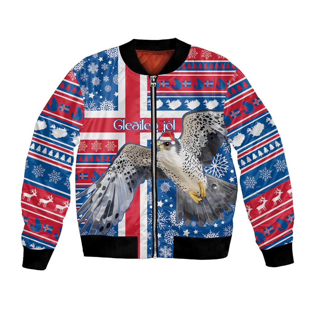 Iceland Christmas Bomber Jacket Gyrfalcon Santa Merry Xmas - Wonder Print Shop