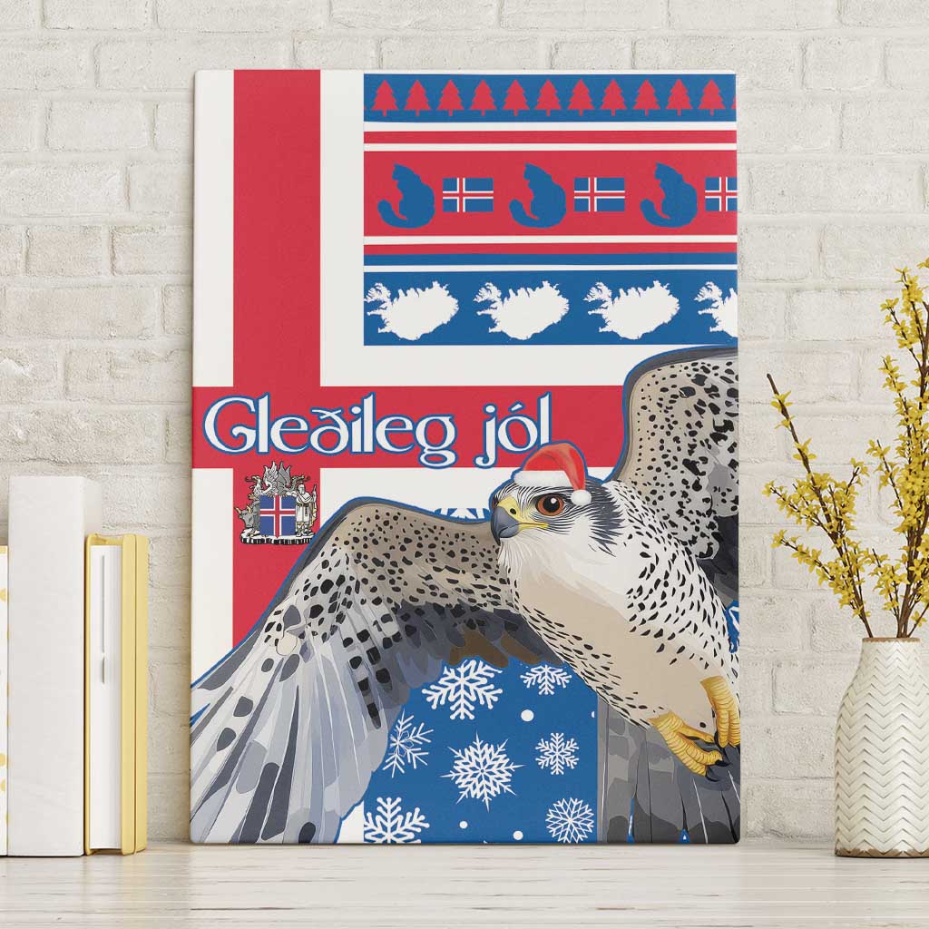 Iceland Christmas Canvas Wall Art Gyrfalcon Santa Merry Xmas - Wonder Print Shop