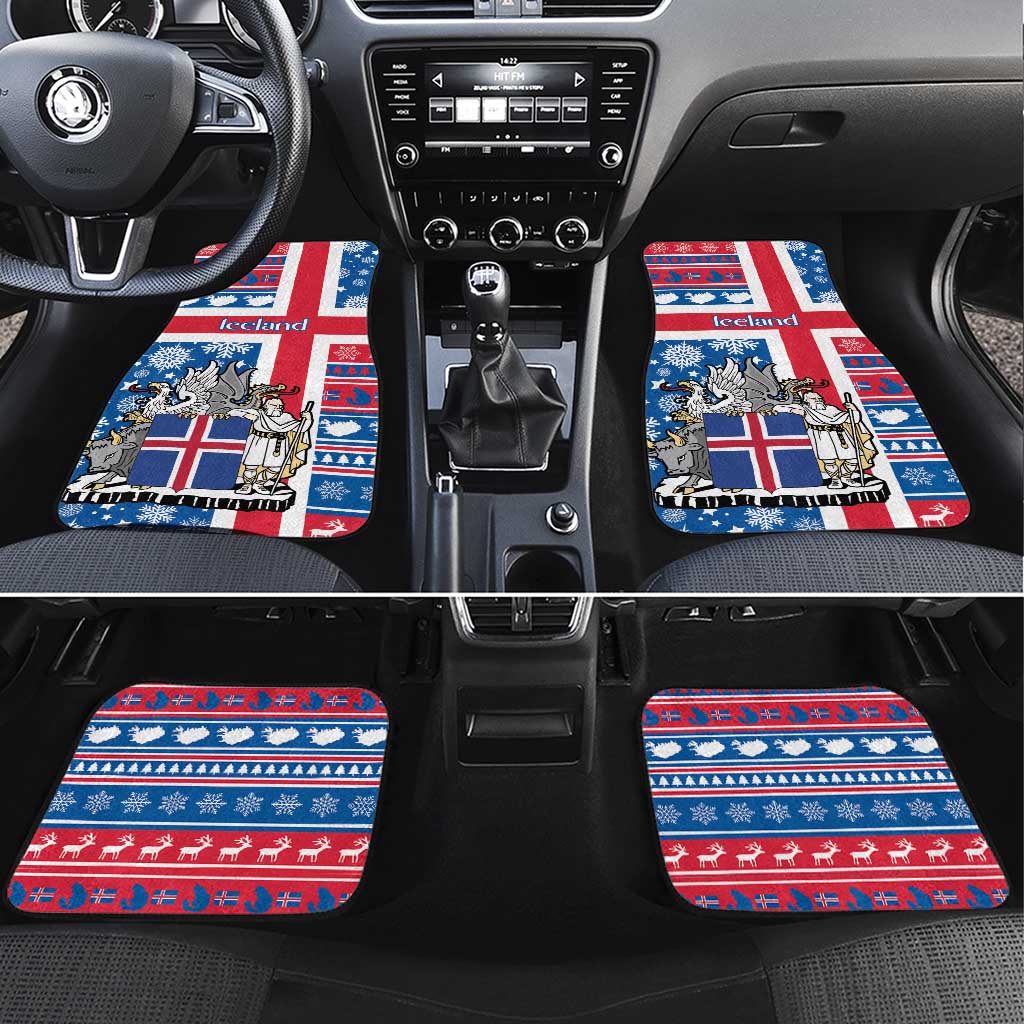 Iceland Christmas Car Mats Gyrfalcon Santa Merry Xmas - Wonder Print Shop