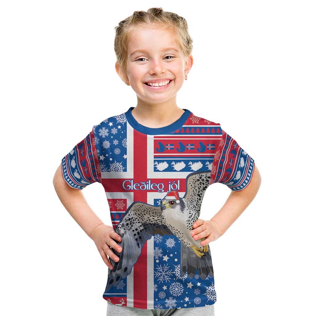 Iceland Christmas Kid T Shirt Gyrfalcon Santa Merry Xmas - Wonder Print Shop