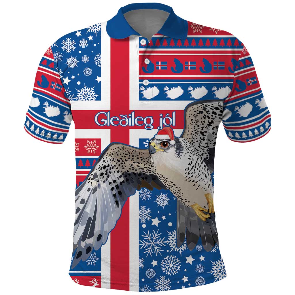 Iceland Christmas Polo Shirt Gyrfalcon Santa Merry Xmas - Wonder Print Shop