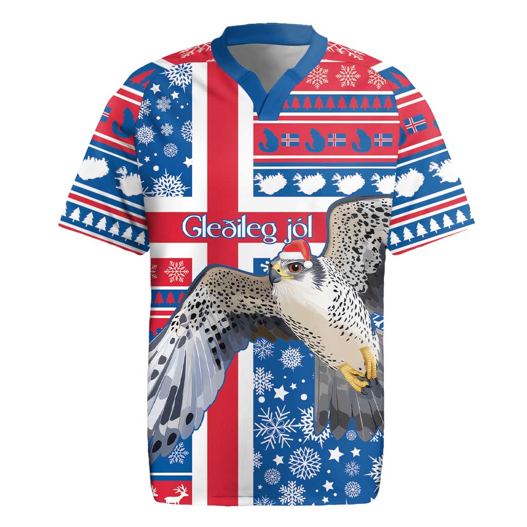 Iceland Christmas Rugby Jersey Gyrfalcon Santa Merry Xmas