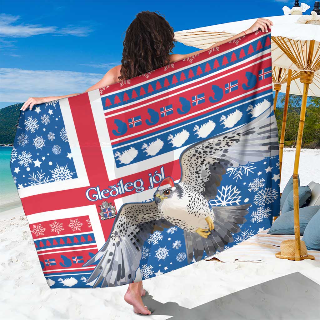 Iceland Christmas Sarong Gyrfalcon Santa Merry Xmas