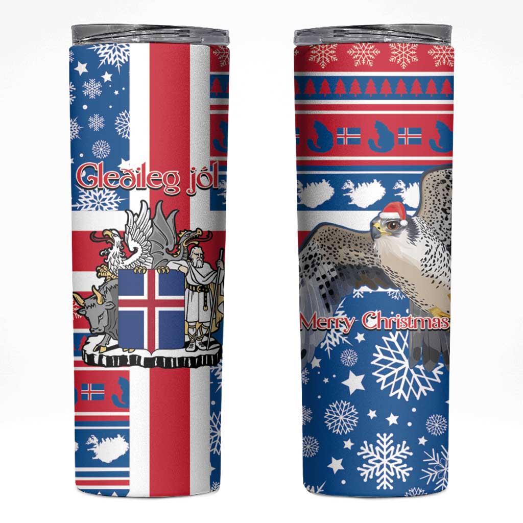 Iceland Christmas Skinny Tumbler Gyrfalcon Santa Merry Xmas