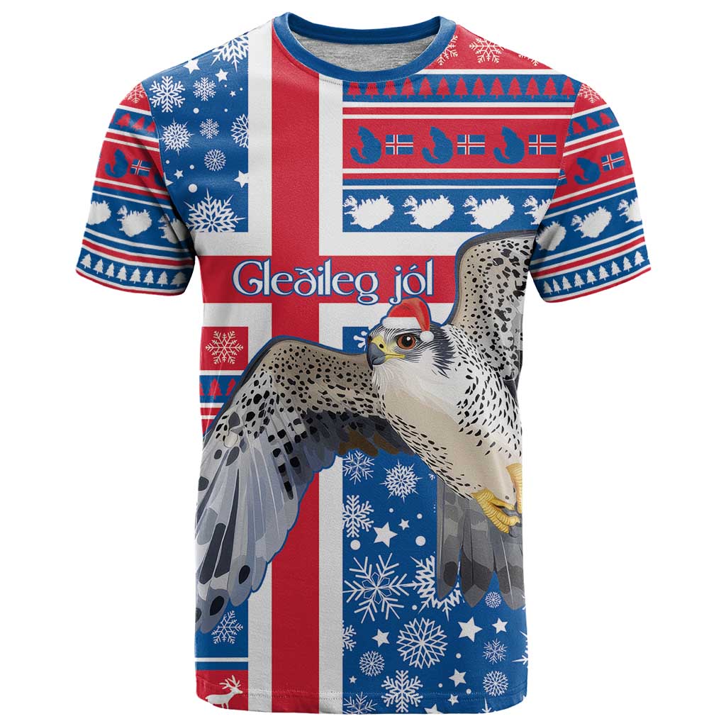 Iceland Christmas T Shirt Gyrfalcon Santa Merry Xmas