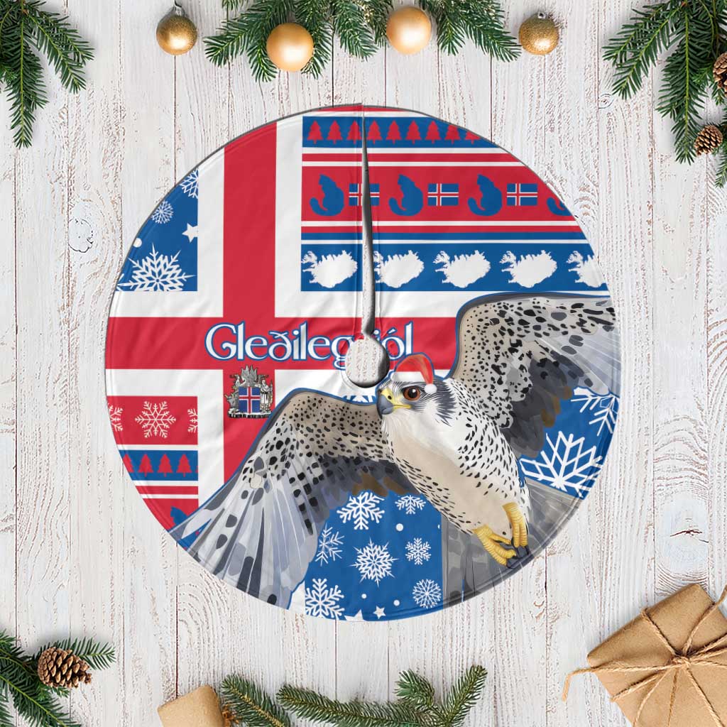 Iceland Christmas Tree Skirt Gyrfalcon Santa Merry Xmas