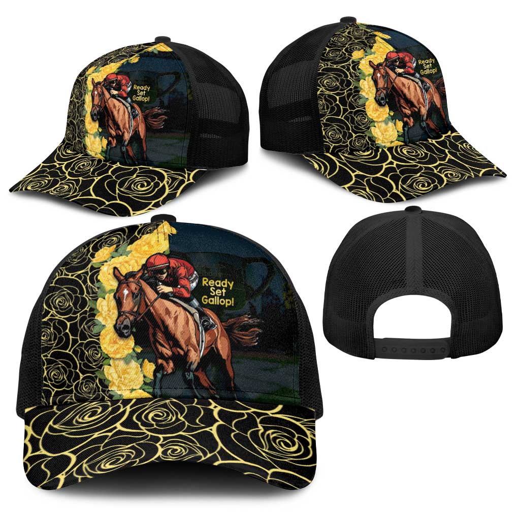 Melbourne Horse Racing Baseball Net Cap Yellow Roses - Ready Set Gallop - Wonder Print Shop