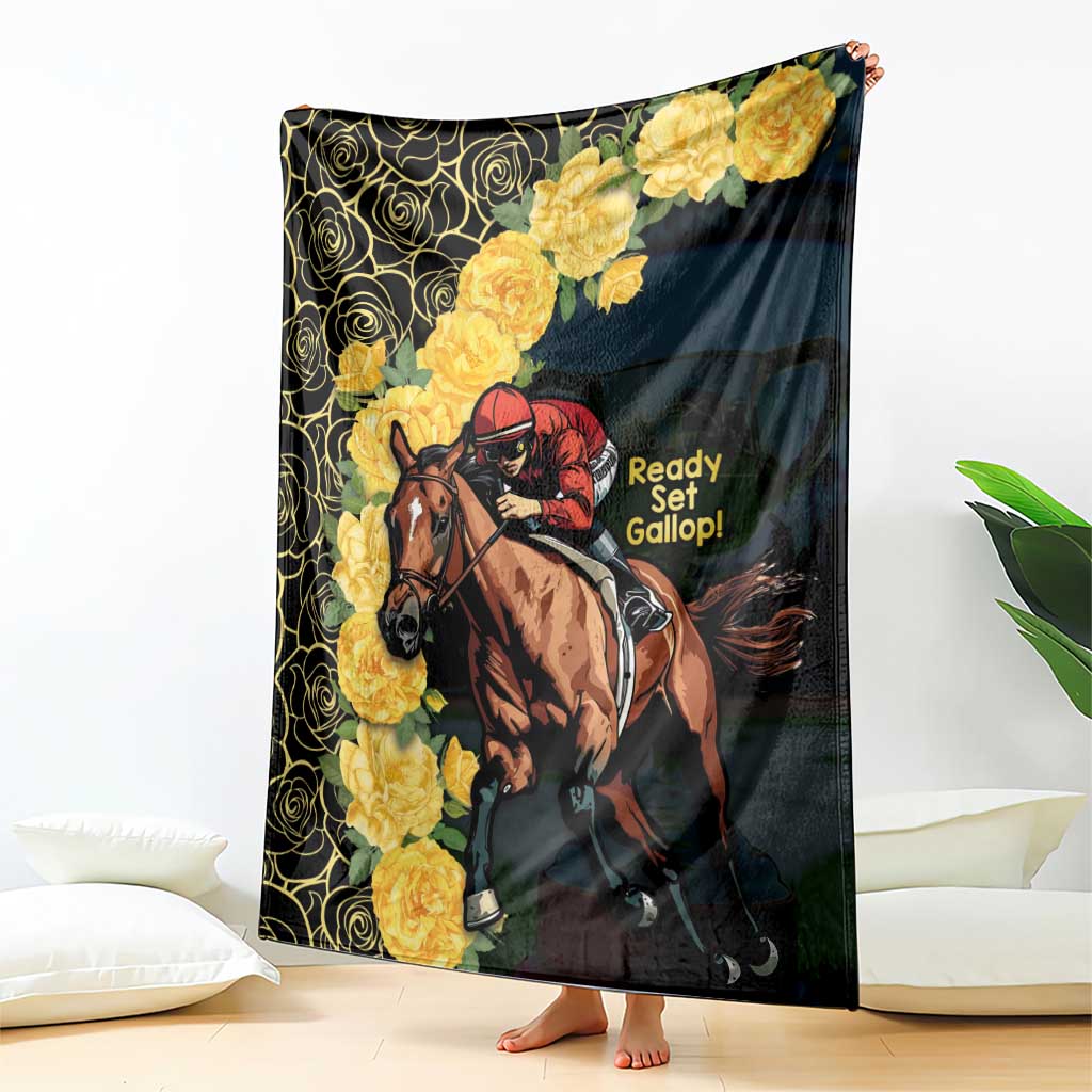 Melbourne Horse Racing Blanket Yellow Roses - Ready Set Gallop! - Wonder Print Shop