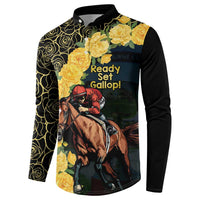 Melbourne Horse Racing Button Sweatshirt Yellow Roses - Ready Set Gallop! - Wonder Print Shop
