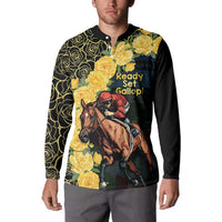 Melbourne Horse Racing Button Sweatshirt Yellow Roses - Ready Set Gallop! - Wonder Print Shop