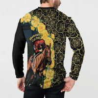 Melbourne Horse Racing Button Sweatshirt Yellow Roses - Ready Set Gallop! - Wonder Print Shop