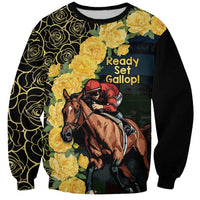 Melbourne Horse Racing Sweatshirt Yellow Roses - Ready Set Gallop! - Wonder Print Shop