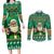 Personalised Ireland Christmas Couples Matching Long Sleeve Bodycon Dress and Long Sleeve Button Shirt Irish Santa Claus Nollaig Shona Duit - Wonder Print Shop