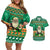 Personalised Ireland Christmas Couples Matching Off Shoulder Short Dress and Hawaiian Shirt Irish Santa Claus Nollaig Shona Duit - Wonder Print Shop