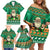 Personalised Ireland Christmas Family Matching Off Shoulder Short Dress and Hawaiian Shirt Irish Santa Claus Nollaig Shona Duit - Wonder Print Shop