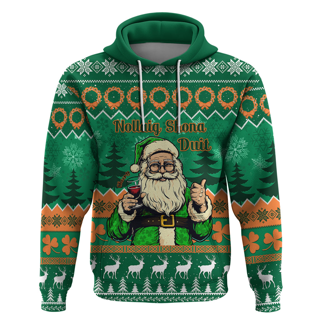 Personalised Ireland Christmas Hoodie Irish Santa Claus Nollaig Shona Duit - Wonder Print Shop