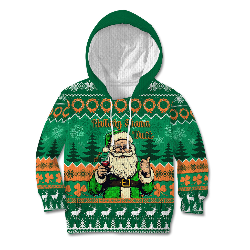 Personalised Ireland Christmas Kid Hoodie Irish Santa Claus Nollaig Shona Duit - Wonder Print Shop