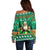 Personalised Ireland Christmas Off Shoulder Sweater Irish Santa Claus Nollaig Shona Duit - Wonder Print Shop