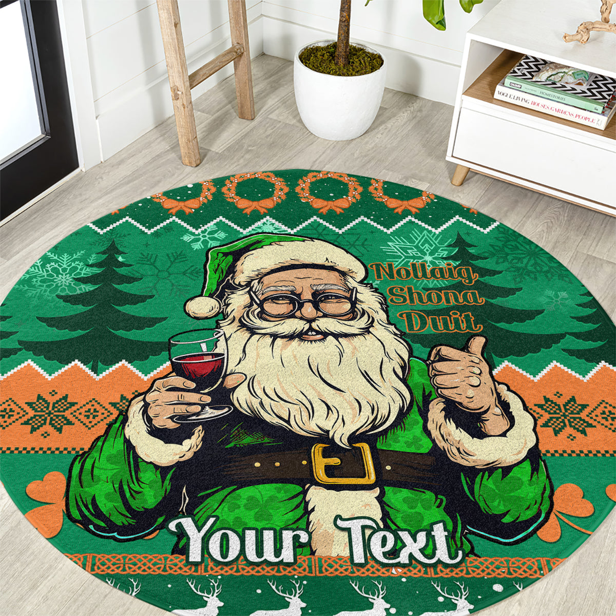 personalised-ireland-christmas-round-carpet-irish-santa-claus-nollaig-shona-duit