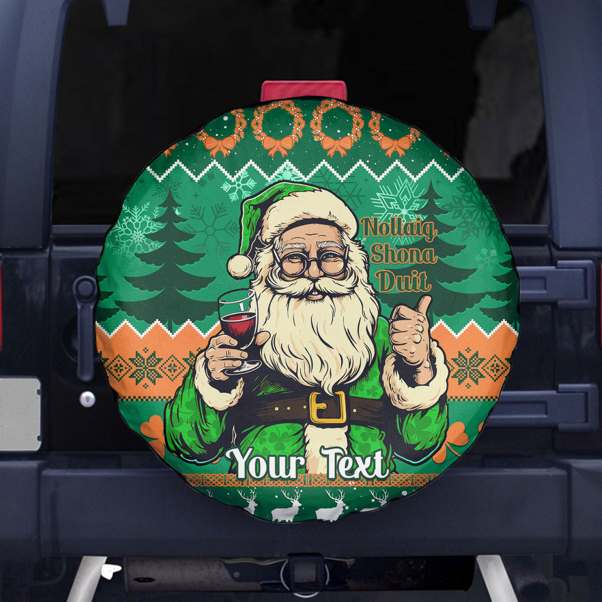 personalised-ireland-christmas-spare-tire-cover-irish-santa-claus-nollaig-shona-duit