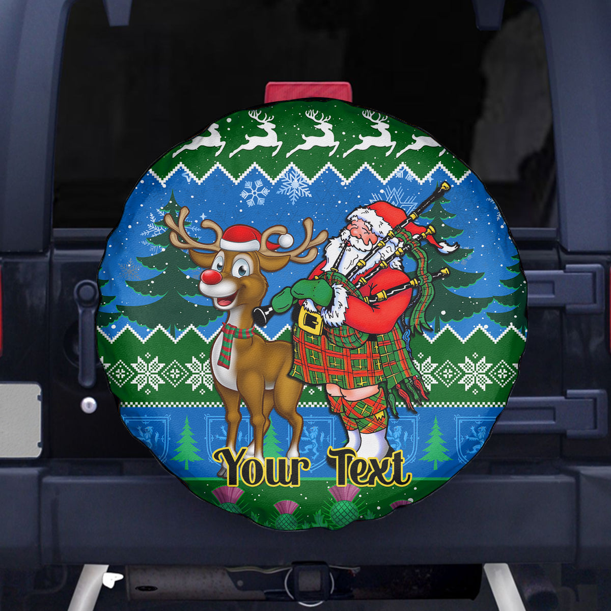 personalised-scotland-christmas-spare-tire-cover-scottish-santa-with-reindeer-nollaig-chridheil