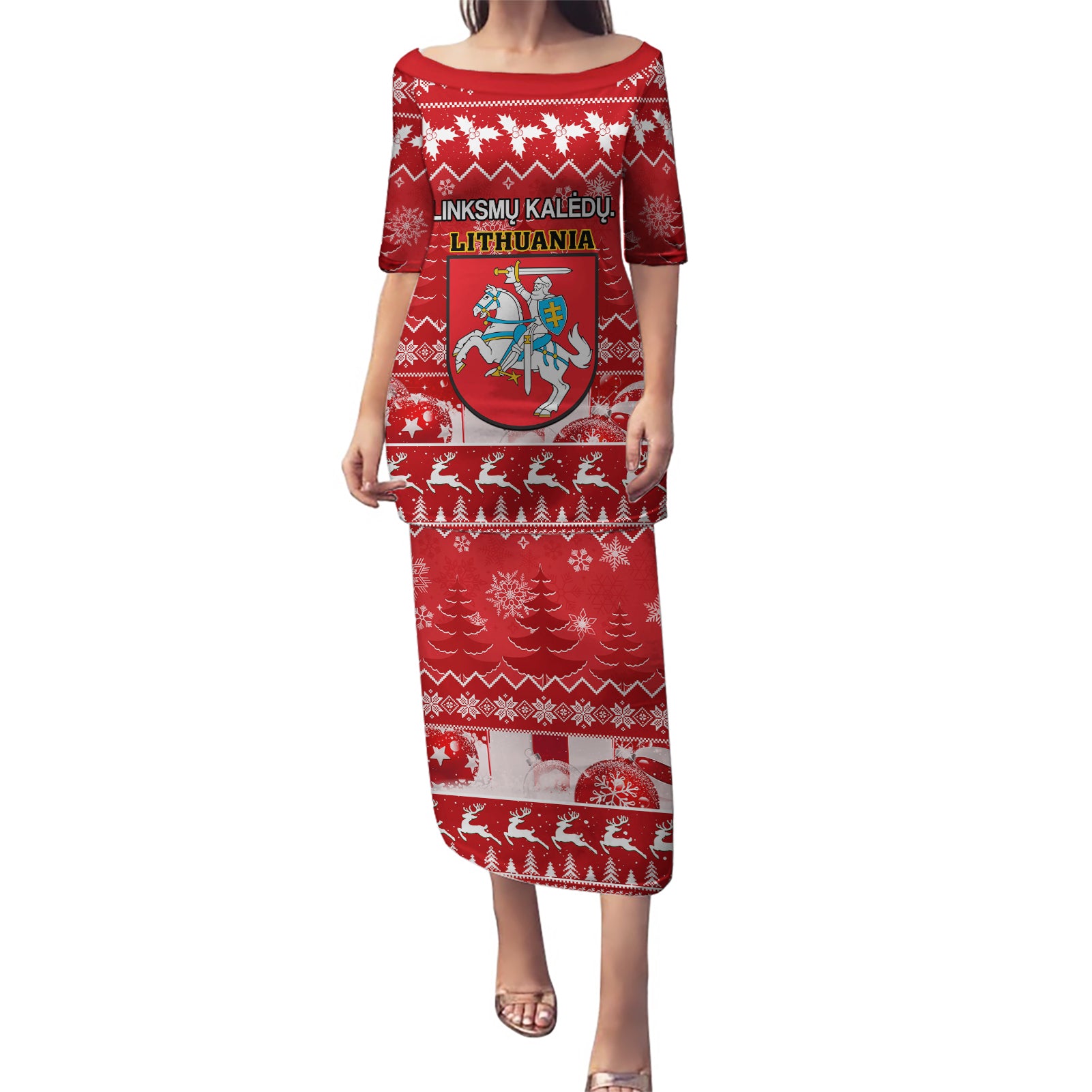Personalised Lithuania Christmas Puletasi Linksmu Kaledu - Wonder Print Shop