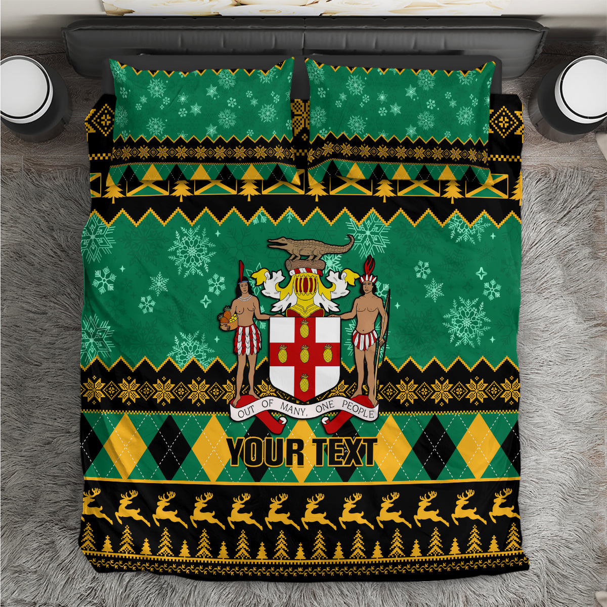 personalised-jamaica-christmas-bedding-set-jamaican-coat-of-arms-xmas-vibes