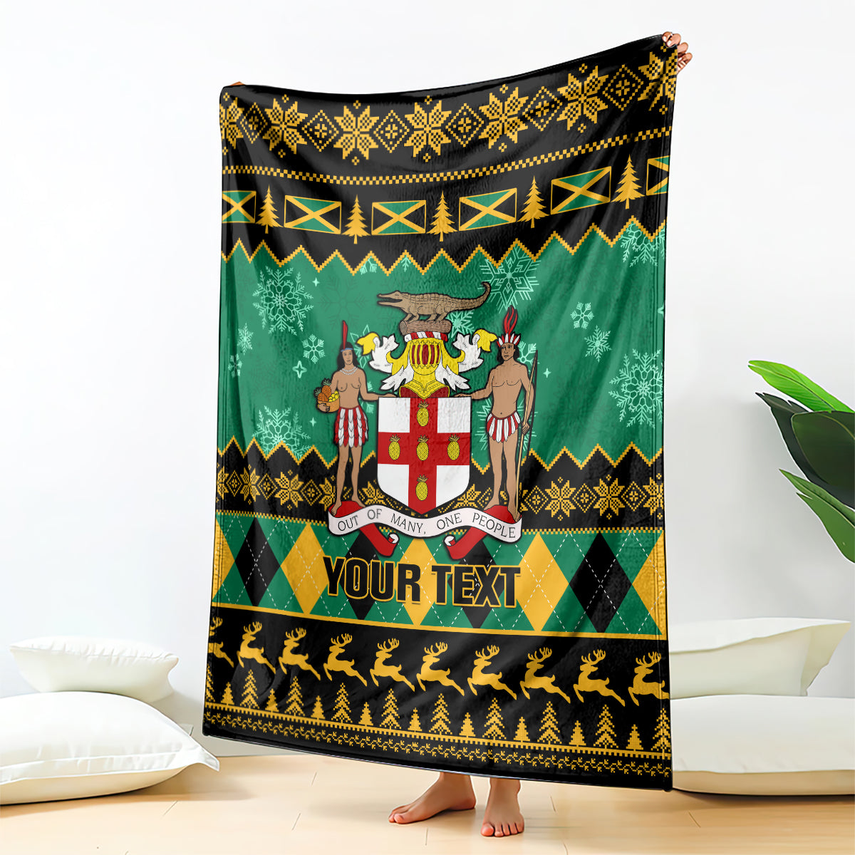 personalised-jamaica-christmas-blanket-jamaican-coat-of-arms-xmas-vibes