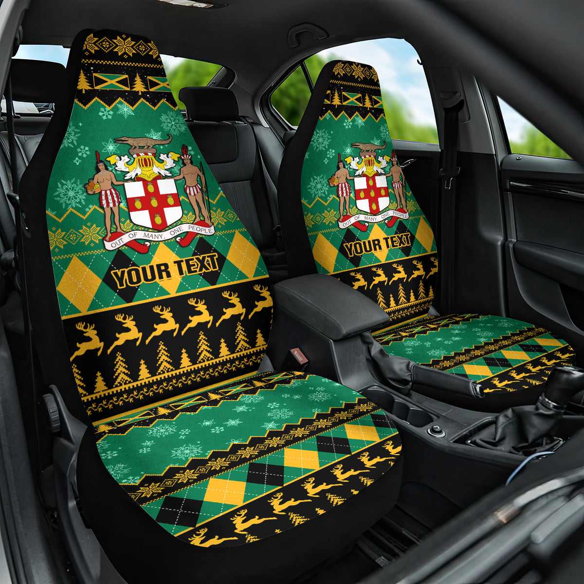 personalised-jamaica-christmas-car-seat-cover-jamaican-coat-of-arms-xmas-vibes